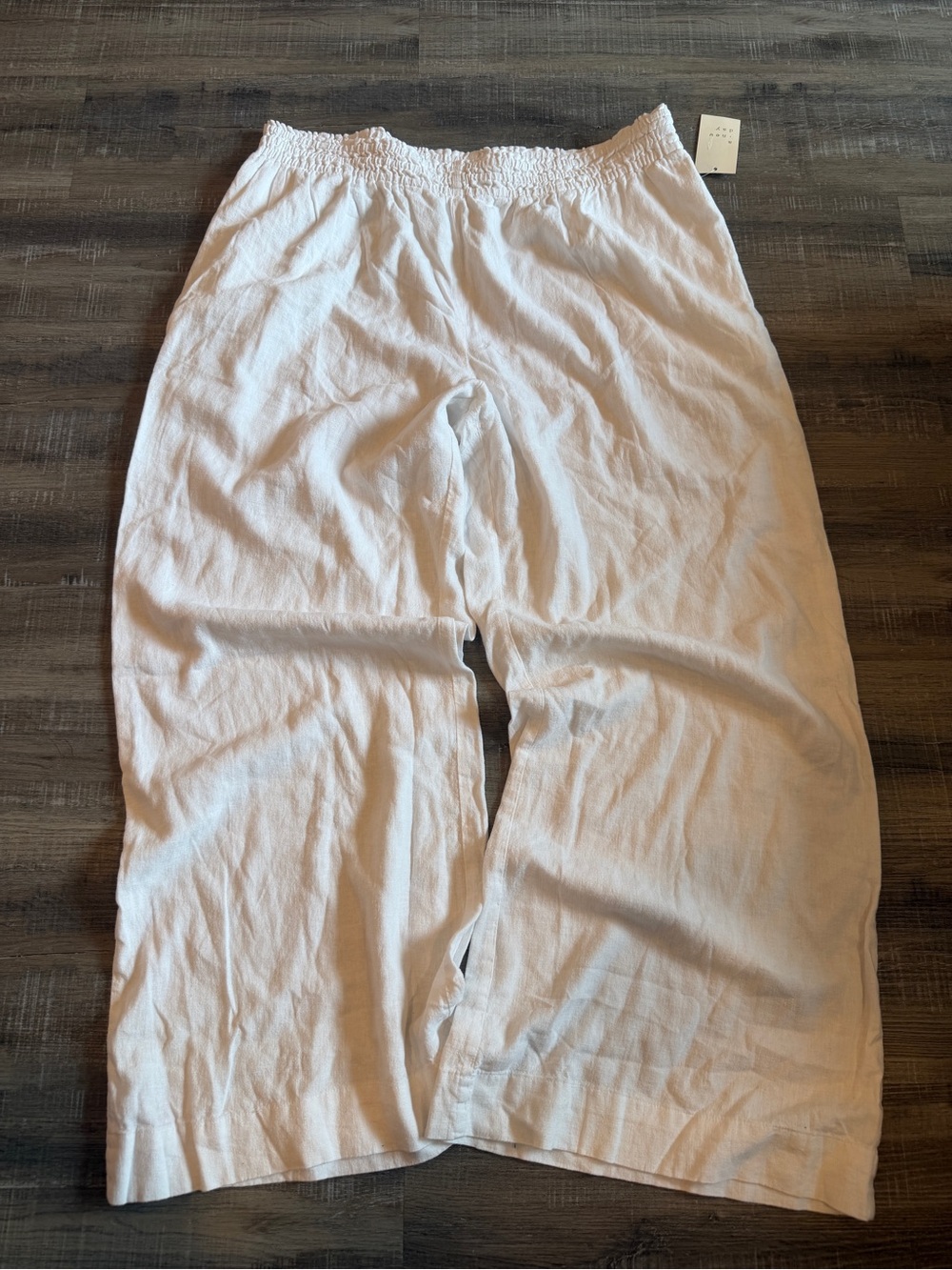 a new day Cream Elastic-Waist Wide-Leg Casual Pants